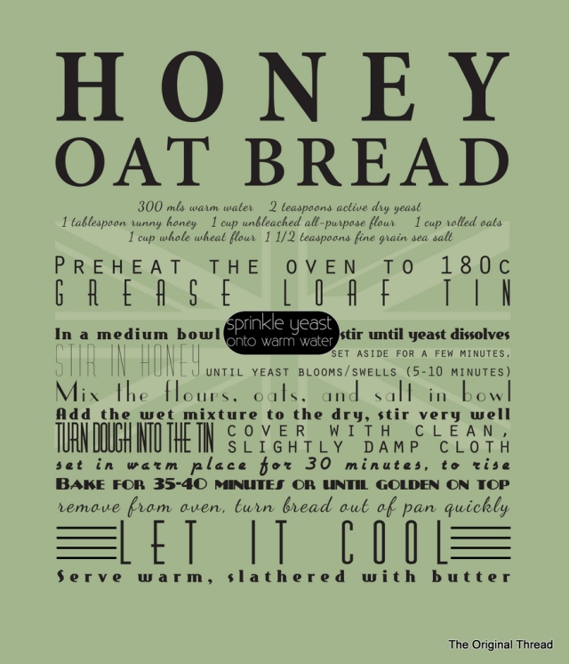 Honey Oat Bread Recipe Tea Towel